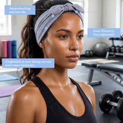 obeoby headband worn during yoga demonstrating secure hold