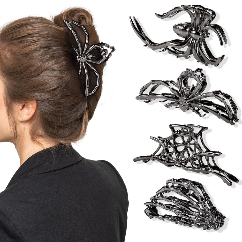 obeoby front view of black metal hair clip showing strong hold and style