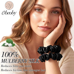 obeoby close-up of 19-momme mulberry silk texture highlighting gentle friction reduction