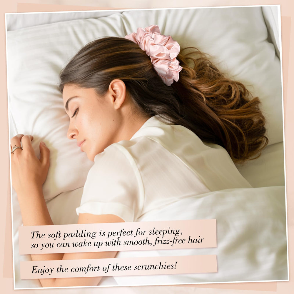 obeoby scrunchie beside a hand to show generous size and comfortable fit