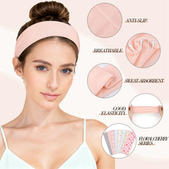 obeoby headband beside ruler showing 9.25 by 2.4 inch size and stretchability benefit