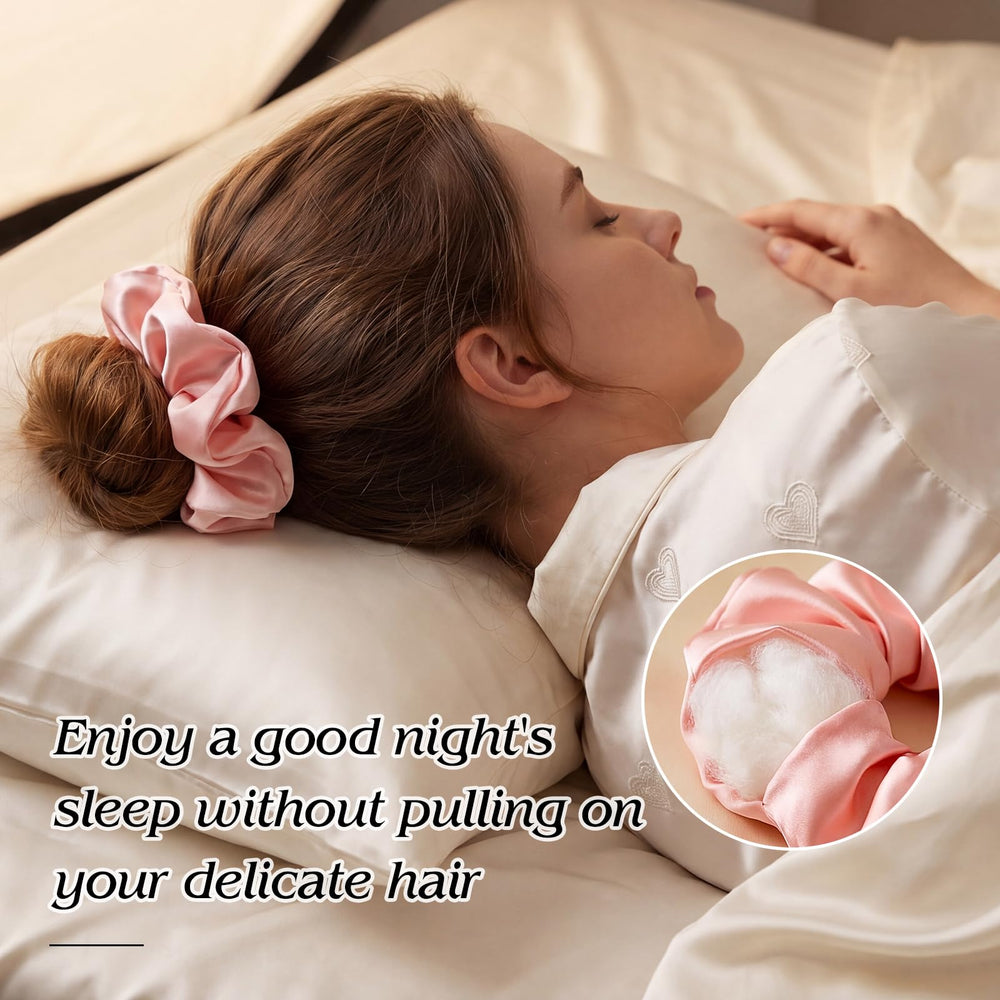 obeoby scrunchie on pillow showing sleep-friendly, crease-free benefit