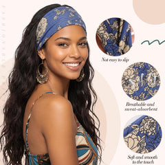 obeoby headband worn with front knot showing vintage look and comfort