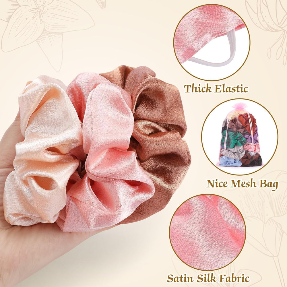 OCATO stacked scrunchies displaying full color range for easy outfit matching
