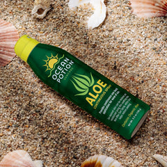 Ocean Potion back label close-up showing aloe and botanical ingredients
