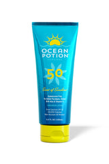 Ocean Potion front packaging shows SPF 50 protection and travel benefits