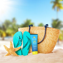 Ocean Potion applied to shoulder demonstrating water-resistant protection benefit