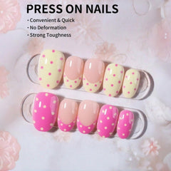 OCOUYVD side profile of short almond nail shape showing comfortable fit for daily wear