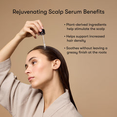 Applying Odele serum to scalp, targeted root treatment for fuller-looking hair
