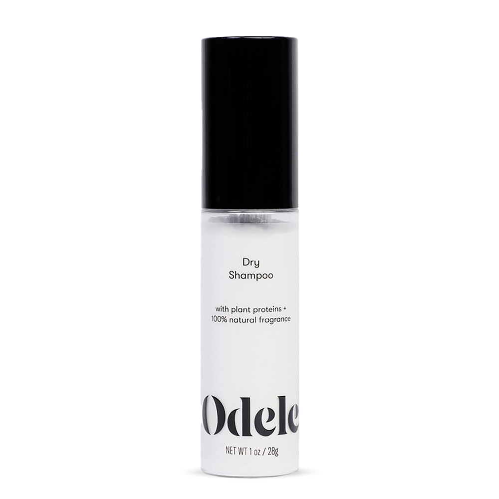 Odele front packaging showing 1 oz dry shampoo for quick oil absorption