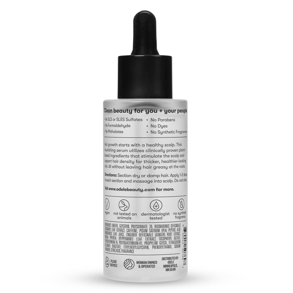 Odele bottle styled on bathroom shelf, everyday routine and clean formulation benefit