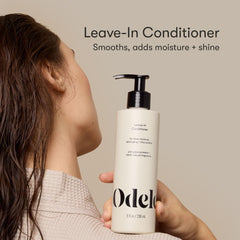 Odele pump dispenser closeup showing easy dosing and mess-free application benefit
