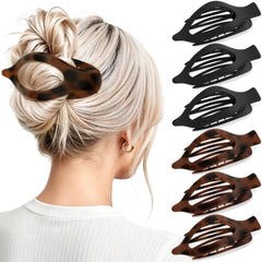 Oeusnael front packaging showing six flat hair clips and color mix for easy styling