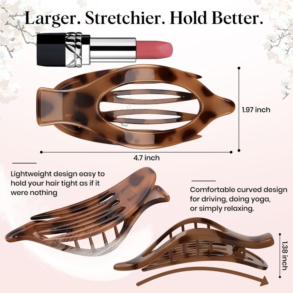 Oeusnael clip in use holding a ponytail securely with minimal pressure