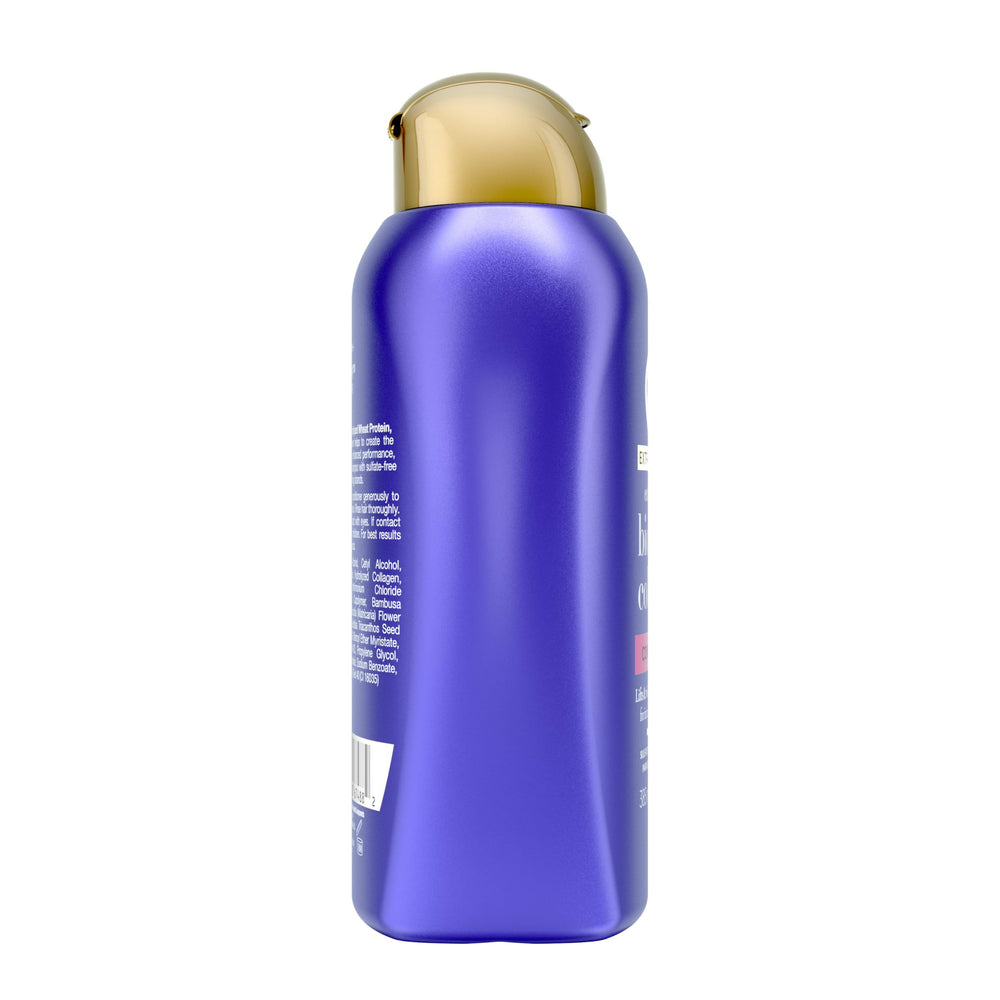 OGX bottle next to common items showing 13 fl oz size and value