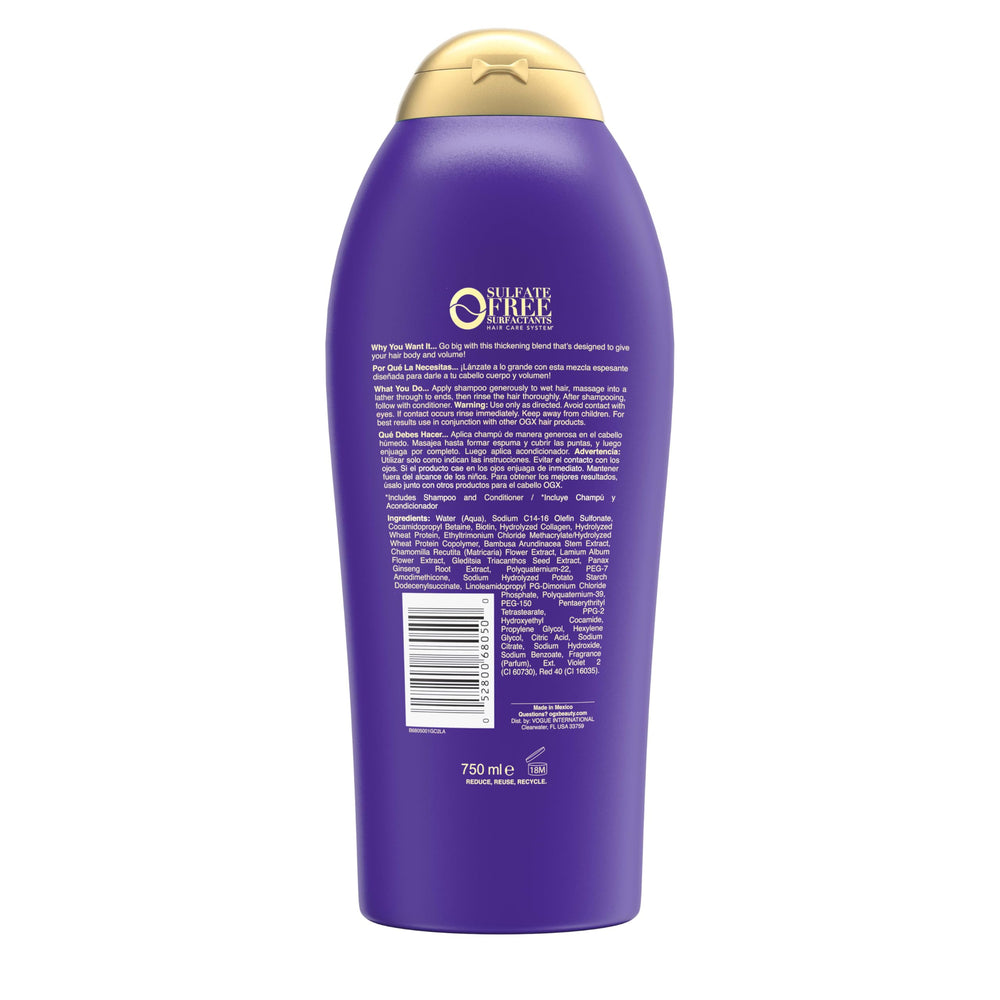 OGX product label close-up showing ingredient list and transparency