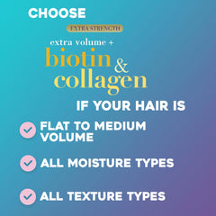 OGX shampoo next to conditioner showing coordinated volumizing routine
