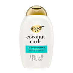 OGX bottle front packaging showing product and curl benefits