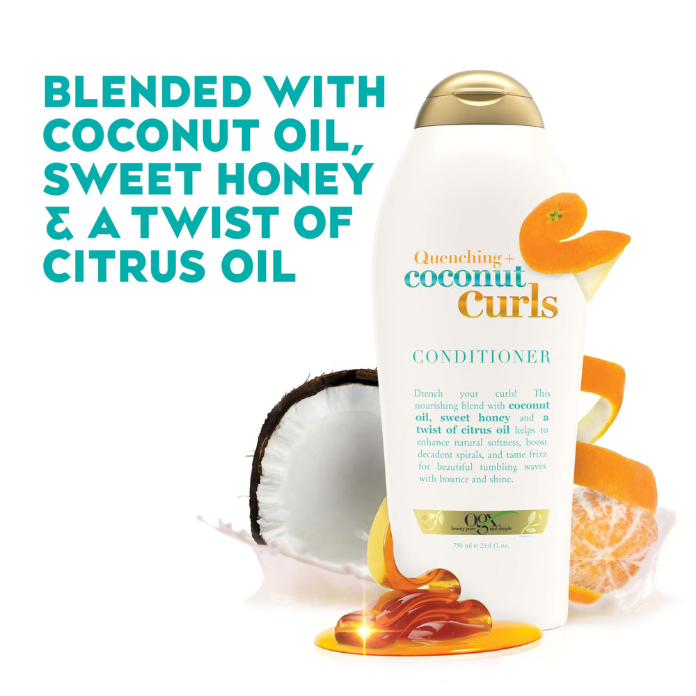 OGX dispensed conditioner on palm demonstrating creamy slip and detangling