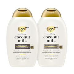 OGX front packaging showing hydrating coconut milk duo and benefits