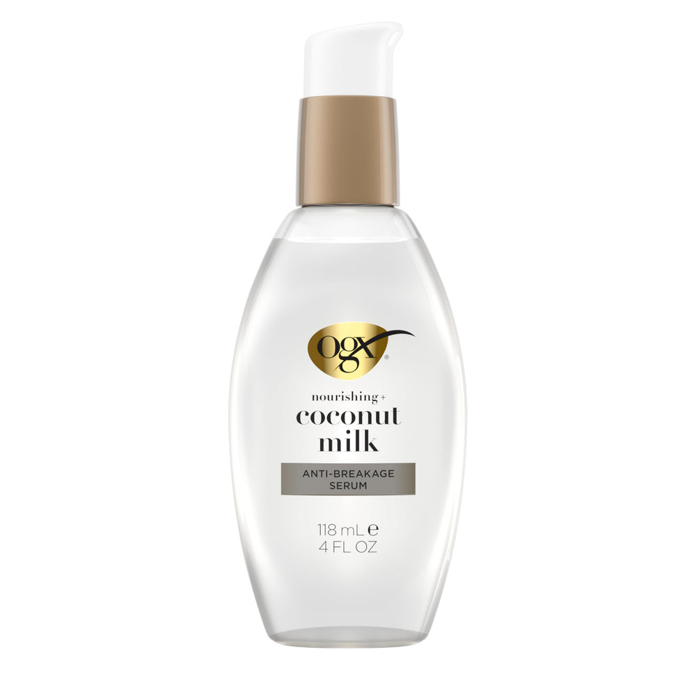 OGX coconut milk serum front bottle showing label and size, promotes easy nourishment