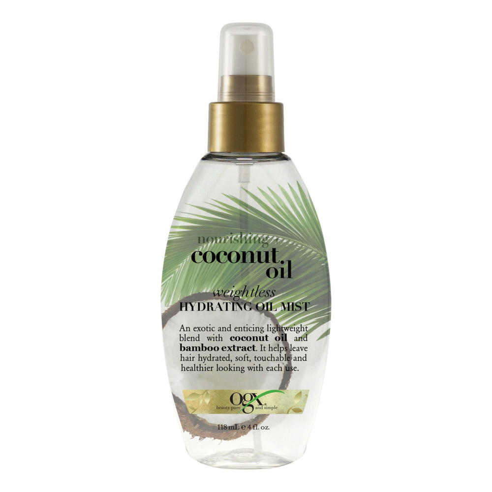 OGX bottle front packaging showing product and coconut benefits