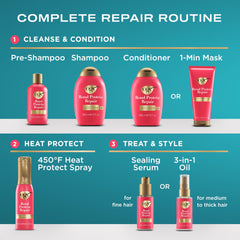 OGX conditioner being worked into ends for reduced breakage benefit