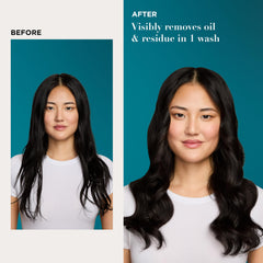OGX conditioner being poured to show creamy texture and easy distribution benefit