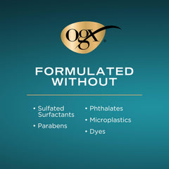 OGX conditioner dispensing creamy texture from pump demonstrating smooth application