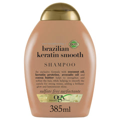 OGX bottle front packaging showing product name and smoothing benefit