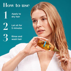 OGX on dry hair application showing easy pre-wash treatment benefit