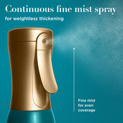 Close-up droplet of OGX serum showing lightweight texture and strand-plumping benefit