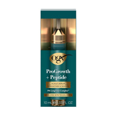 OGX ProGrowth + Peptide scalp serum front packaging showing product benefits