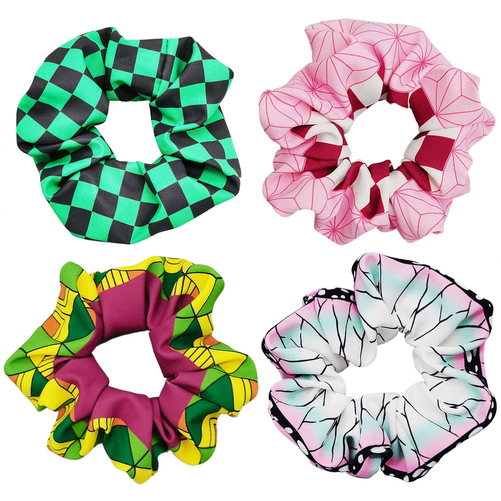 Ohjijinn scrunchie front view showing set and colors, highlights collectible design