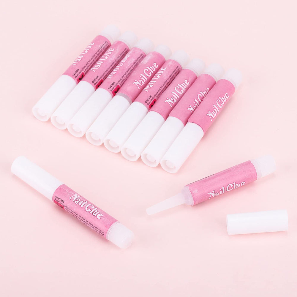 Ohlove open glue tubes lined up for easy access in salon and workshop use