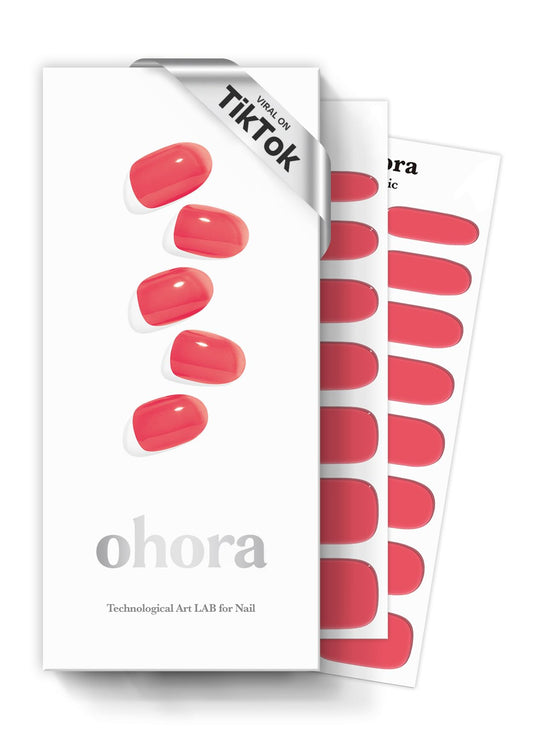 ohora N Tint Red front packaging showing included strips and tools for easy at-home mani