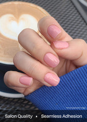 ohora finished N Cream Pink on nails showing salon-quality glossy look
