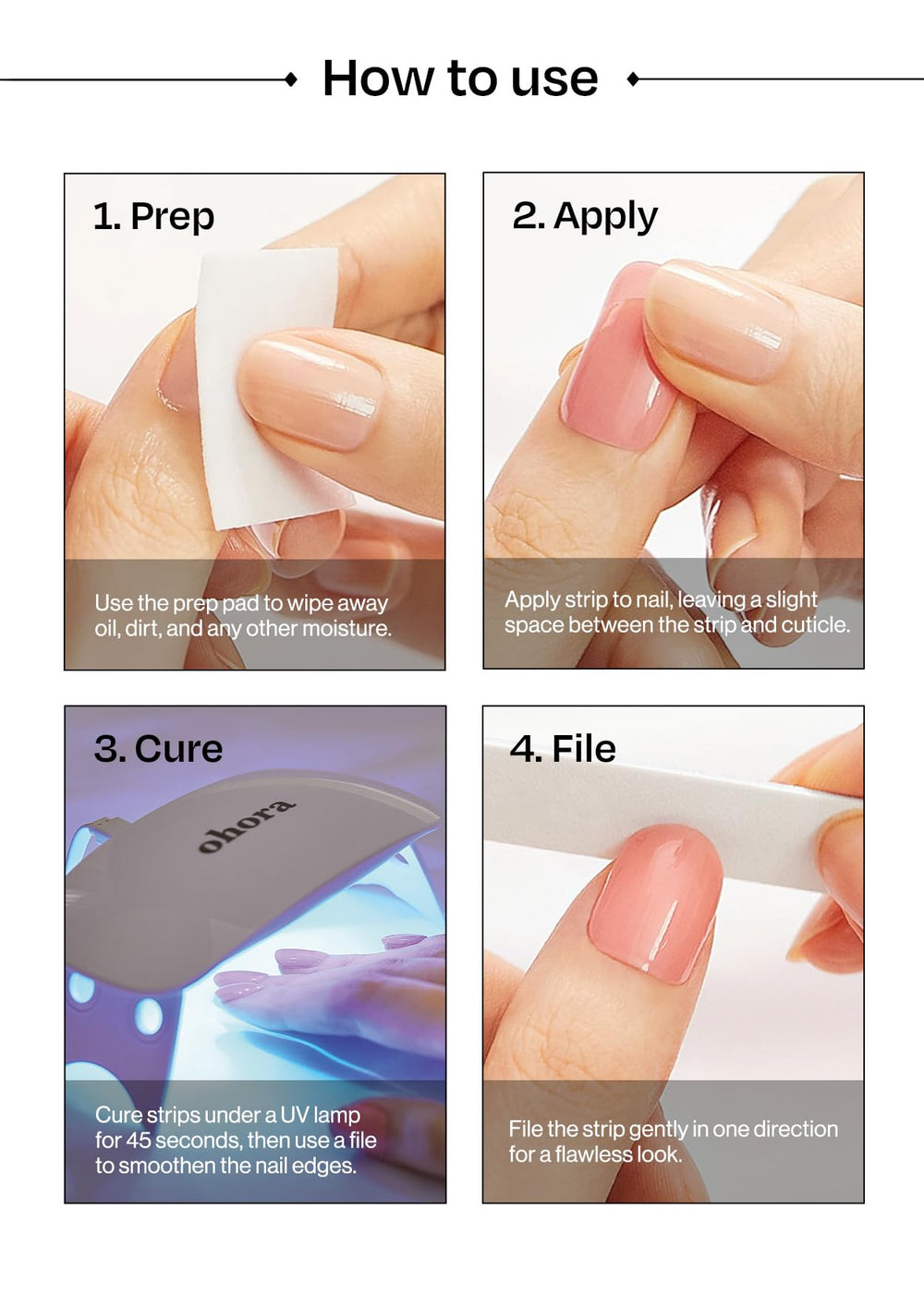 ohora hand next to coin to show scale of nail strips for accurate size choice benefit