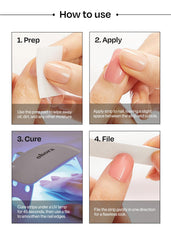 ohora hand next to coin to show scale of nail strips for accurate size choice benefit