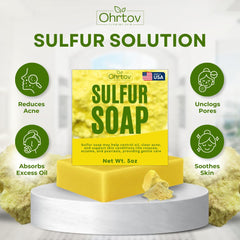 Applying Ohrtov sulfur soap to face to remove oil and impurities