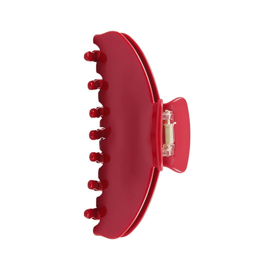 OideGuiing front view of cherry red clip showing polished finish and easy styling benefit