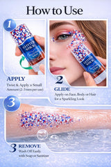 Oiomniv glitter accenting a braid at the hair root creating eye-catching festival detail