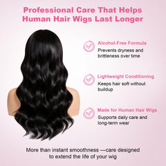 Oivolii before and after on wig ends showing reduced frizz and improved smoothness