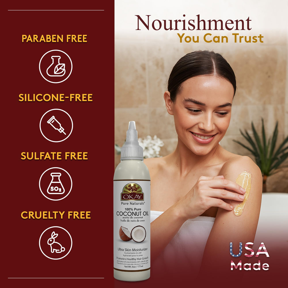 OKAY coconut oil being used for body massage demonstrating silky glide