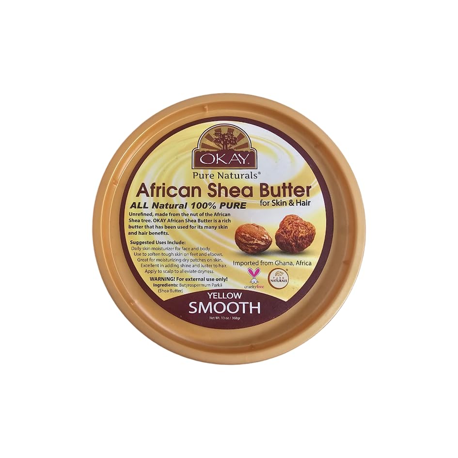 OKAY shea butter open texture close-up showing creamy yellow butter for deep hydration