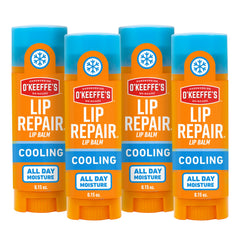 O'Keeffe's front packaging showing four cooling relief sticks for on-the-go moisture