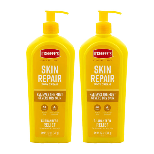 O'Keeffe's front packaging showing 12 oz bottle and clear branding benefit: recognizable reliable moisturizer