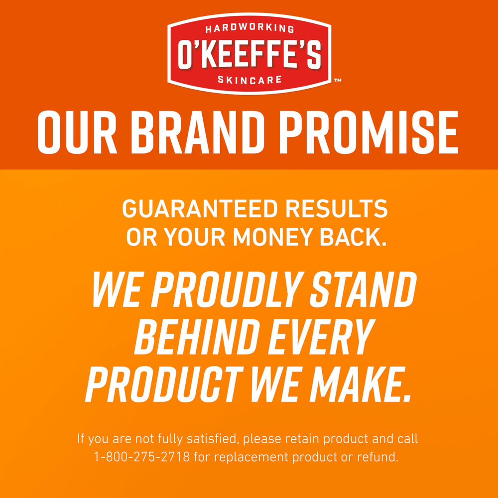 O'Keeffe's ingredient label closeup emphasizing hypoallergenic, targeted moisturizers