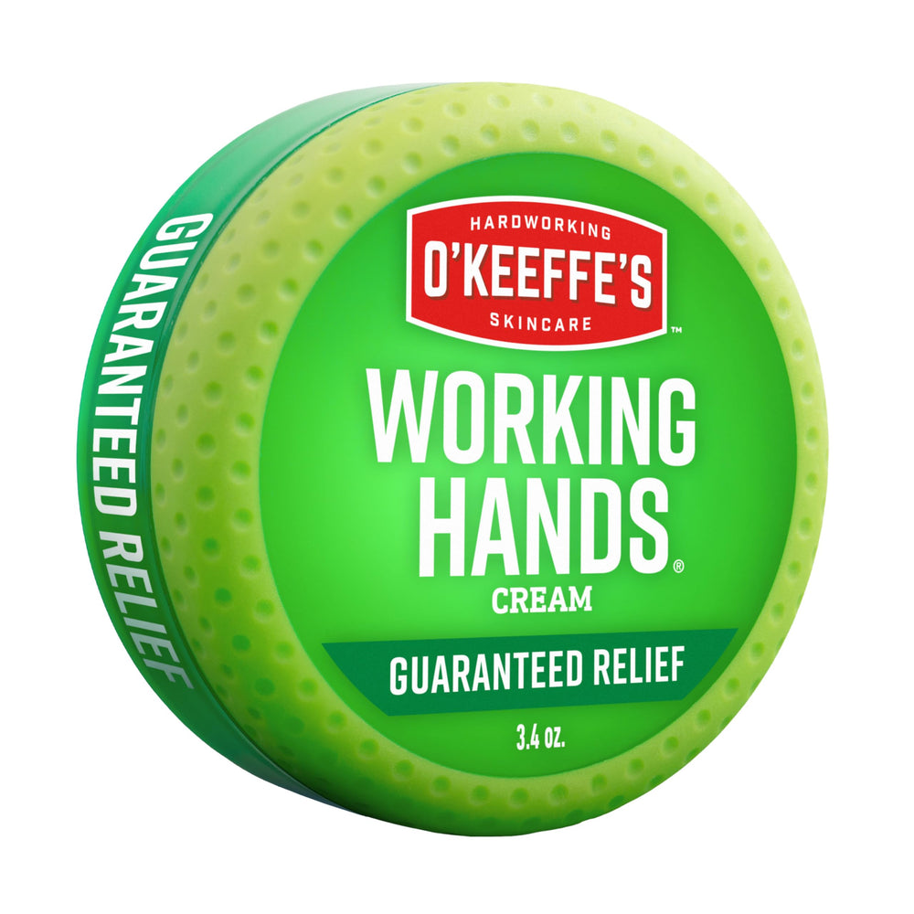 O'Keeffe's jar front showing product and clear benefit of repair