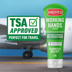 O'Keeffe's 3 oz tube beside a jar to compare travel convenience and same formula benefit